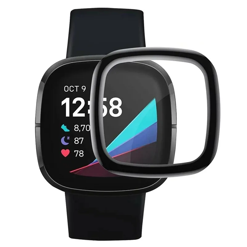 Мягкий PMMA + PC композитный протектор экрана для Fitbit наоборот 3/Sense полное покрытие Смарт-часы 3D изогнутая защитная пленка
