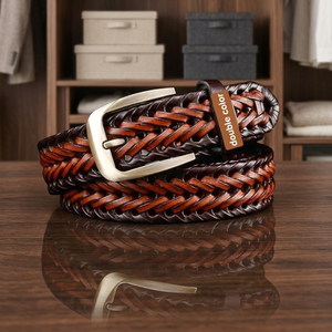 <b>Vintage</b> Style Genuine Leather Steel Buckle Durable Heavy Duty Waterproof Eco-Friendly OEM ODM Customizable 3.8CM Width <b>Belts</b> - Product Image 1