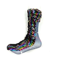 Chaussettes de scène mi-mollet à paillettes scintillantes - Chaussettes de danse de fête à paillettes accrocheuses pour spectacles de scène et événements à thème