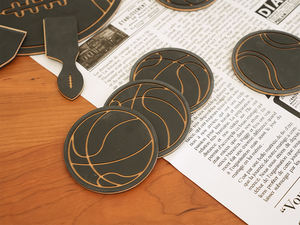 Sous-verre de table en fibre de bois noire en forme de boule pour la coupe <span class=keywords><strong>du</strong></span> <span class=keywords><strong>monde</strong></span> de sports - Product Image 3