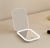 Miroir de maquillage à LED avec lumière tricolore, taille mini, écran tactile, style bureau, cadre en plastique, emballé