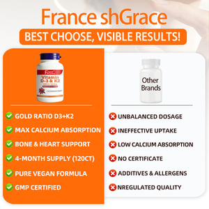 Fabricant de compléments alimentaires en gros de vitamine D3 et K2, soutien à la santé osseuse, 120 capsules de vitamine D3 et K2 - Product Image 3