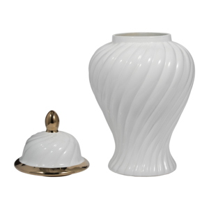 Vaso scultoreo in ceramica con coperchio per decorazioni domestiche, soggiorno, camera da letto, esposizione su tavolo - Product Image 4