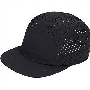 Gorra de Béisbol de Cinco Paneles Unisex, Negra, de Malla, Ajustada, con Visera Plana, Transpirable, Impermeable, para Uso en Exteriores de Verano - Product Image 1