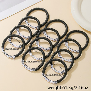 Fashion Jewelry FAITH Stackable Polymer Clay Letter <b>Bracelet</b> 12Pcs Set Unisex <b>Beaded</b> <b>Bracelets</b> - Product Image 4
