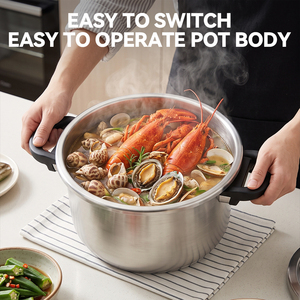 Casserole de cuisine en acier inoxydable pour cuisinière à gaz et à induction, cuisson rapide, anti-explosion, autocuiseur - Product Image 5