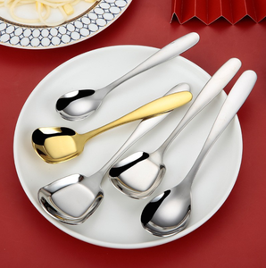 Cuchara de Sopa de Acero Inoxidable para Niños, Hogar y Restaurantes, Fondo Plano, Gran Capacidad, Cuchara para Postre, Buffet Chino, Cafetería, Espátula DFT18 - Product Image 1