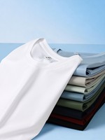 T-shirts décontractés unis en coton mercerisé à longues fibres 10A, anti-bactériens, anti-plis, tricotés, col rond, personnalisables avec logo