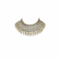 Parure de bijoux plaqué or en cuivre pour mariée : collier ras-du-cou, boucles d'oreilles et Maang Tikka en zircon, style ethnique, pour mariage et fête, dernière création, fait main
