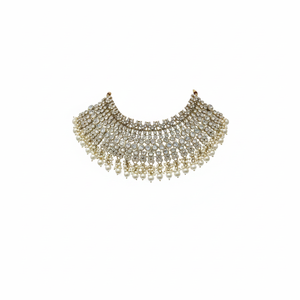 <b>Gold</b> Plated High Quality Bridal Shadow Choker Necklace <b>Set</b> Earrings Maang Tikka Zircon Ethnic Latest Designed Handmade Jewelry - Product Image 2