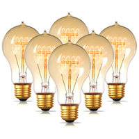 Ampoule Edison vintage 60W A19 à filament de tungstène avec culot moyen (E26) 120V, ampoules de style Edison nostalgique, ampoules anciennes