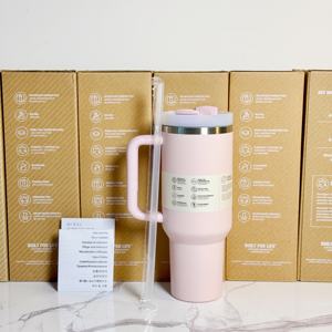 Vaso de Acero Inoxidable de 40 Onzas con Tapa de 3 Posiciones y Asa, Vaso de Alta Calidad Libre de BPA para Viajes y Campamentos - Product Image 1