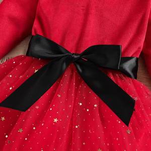 Robe de princesse pour enfants, design mignon MS, avec imprimé pailleté et accessoire pour la tête - Product Image 6