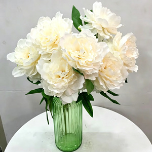 Bouquet de pivoines artificielles blanches LF776-4, grandes fleurs de pivoine en soie pour mariage, bouquet de mariée, décoration de centre de table - Product Image 1
