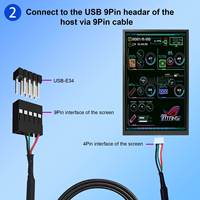 Moniteur d'ordinateur LCD intégré avec thème vidéo et image 800X1280 10,1 pouces Moniteur TFT USB Plug and Play pour boîtier PC DIY Données de température du processeur