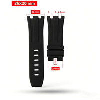 Bracelet de montre sport à boucle pliable de style dessin animé à extrémités courbes, largeur de bande 26 mm, remplacement pour d'autres marques
