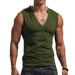 Camiseta Deportiva Personalizada al por Mayor para Hombre, Estilo Casual, 100% Algodón, Cuello en V, para Gimnasio, Entrenamiento, Camiseta Interior de Punto - Product Image 5