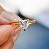 Bijouterie fine en plaqué or 14 carats, bague en moissanite taillée en cœur, bague de fiançailles tendance, bagues de mariage avec certificat GRA, vente en gros