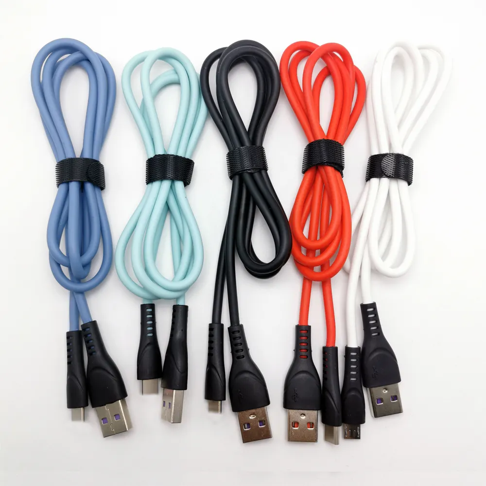 Cable USB 2.4A de carga rápida TEP, cargador de silicona tipo C, Cable Micro USB ignífugo, Cargador rápido, Cable Android suave