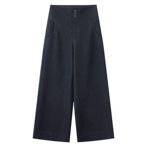 Pantalones Largos Casuales de Invierno para Mujer Buyi Liren Ge 2025, Mezcla de Lana, Gruesos y Cálidos, de Cintura Alta, Rectos, Anchos y Holgados, Color Sólido - Product Image 6