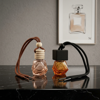 Flacon de parfum pour voiture en verre polygonal coloré, 5 ml, 8 ml, vide, avec bouchon en bois, désodorisant, directement de l'usine