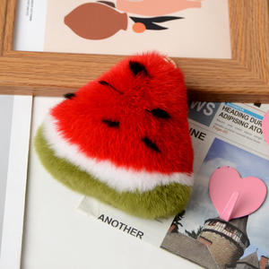 Pastèque <span class=keywords><strong>Pom</strong></span> <span class=keywords><strong>Pom</strong></span> porte-clés doux <span class=keywords><strong>fraise</strong></span> moelleux boule de fourrure porte-clés dessin animé peluche porte-clés pour filles sac pendentif à breloque fruits - Product Image 5