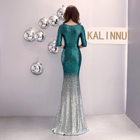 16116 # femmes Muslinus col en V profond maille couture longue gland mousseux fendu robe formelle