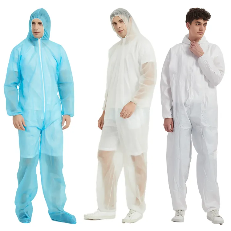 Fabrika için çok satan ürün 10 parça/kutu takım tek kullanımlık koruyucu beyaz tek kullanımlık tulum koruyucu kıyafet