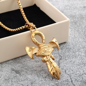 Collar con Colgante de Cruz Ankh Egipcia Antigua de Acero Inoxidable, Joyería Unisex, Regalo, Amuleto de Moda, Diseño Geométrico, Estilo Asimétrico - Product Image 3