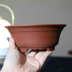 Round Zisha Bonsai <b>Pot</b> Handmade Yixing Purple <b>Clay</b> Antique Style Desktop Planter - Product Image 2
