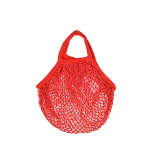 Custom Large Organic Reusable Drawstring Pouch Grocery Shopping Net Produce Cotton Mesh Tote Bag For Fruits And Vegetable