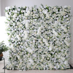 KL-WA103 Wholesale Wedding Artificial Cloth Back Roll up Silk <b>Flower</b> <b>Wall</b> Backdrop <b>Panel</b> 8ft X 8ft for Event Decoration - Product Image 1