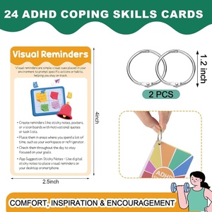 Carte per Abilità di Gestione ADHD, Flashcard per ADHD con Anelli per Raccoglitori, Strumenti Terapeutici per Regolazione Emotiva <span class=keywords><strong>e</strong></span> Gestione del Tempo - Product Image 5