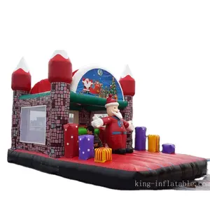 Festival party inflatable bouncer house Christmas Santa village for Xmas decorations