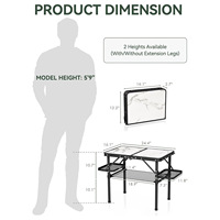 Table de camping pliante en aluminium pour pique-nique et plage - Mobilier d'extérieur portable avec 50 % d'espace supplémentaire