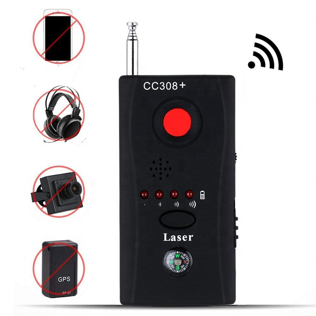 Professional Wireless Hidden Privacy Protect RF Camera Detector With LED Viewfinder Anti Spy GPS Tracking Bug Detector