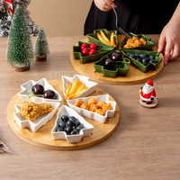 Plateau de service divisé personnalisable de haute qualité, motif sapin de Noël, style nordique, en céramique, compatible micro-ondes