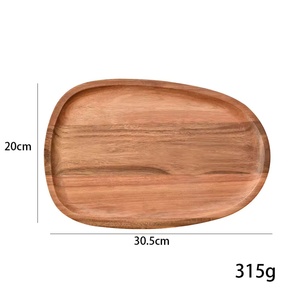 Plateau de service en bois d'acacia écologique et durable, plateau de dîner irrégulier personnalisé avec logo, plateau pour collations, fruits, desserts pour les fêtes - Product Image 4