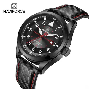 NAVIFORCE 8022 BR男士定制石英皮革手表精品防水夜光手品牌手表Relogio Masculino