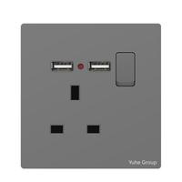 Prises murales britanniques 2 gangues avec interrupteurs, panneau tactile 10A, IP27, en PC durable, 100-240V, design moderne, installation facile