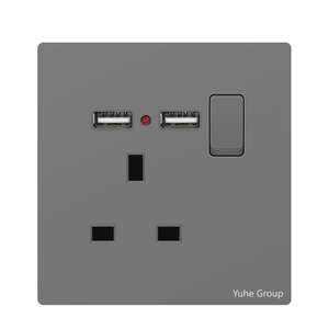 Enchufes e Interruptores Británicos, Panel Táctil Eléctrico de Pared de 10A, IP27, Material de PC, Diseño Moderno - Product Image 1