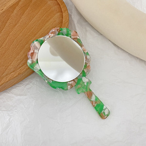Portable Retro Style Handheld <b>Makeup</b> <b>Mirror</b> Small Tortoiseshell Multicolor Acetate <b>Light</b> Retro Hair Accessories - Product Image 5