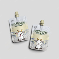 Pochettes d'emballage personnalisées imprimées pour liquides et jus, 20ml 50ml, en plastique, avec bec verseur, pailles et poignée