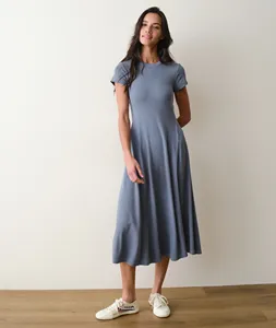 Keep It Myself - Vestido elástico acanalado texturizado plisado minimalista de verano para mujer, estilo americano inspirado en la costa de <span class=keywords><strong>California</strong></span> - Product Image 2