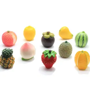 100Pcs微型3D水果树脂凸圆形Kawaii模拟桃子西瓜哈密瓜草莓柠檬DIY珠宝魅力