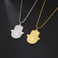 Collier pendentif Myshape en acier inoxydable, main de Fatima Hamsa, œil égyptien contre le mauvais œil, amulette porte-bonheur pour le succès et la protection