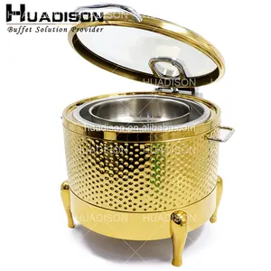 Huadison Hotel Supplies 11L Hydraulic Soup Warmer Buffet Soup Kettle Electric Soup Warmer Glass Dish For Catering