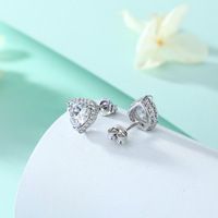 Pendiente personalizable de Halo para mujer, 7x7mm, accesorio con rodio chapado, tachuelas de plata 925