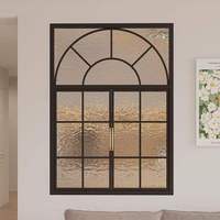 Ventana de aluminio duradera de alta calidad, diseño arqueado abatible personalizable, parrilla francesa para sala de estar, Villa, estilo abierto fijo