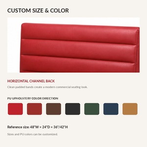 บูธร้านอาหารขาเหล็กแบบลอยตัว หุ้มหนัง PU สีแดง เบาะนุ่ม รุ่น BS-06 ดีไซน์ทันสมัย สำหรับร้านกาแฟในร่ม - Product Image 3